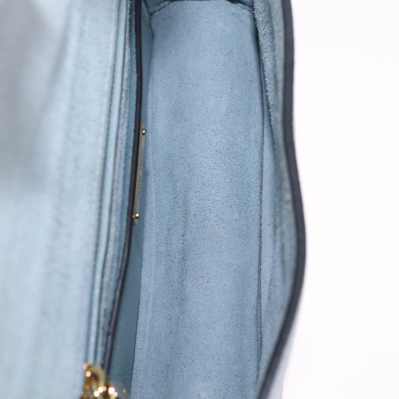 Miu Miu Madras Shoulder Bag Leather Light Blue Gold Auth 211735A