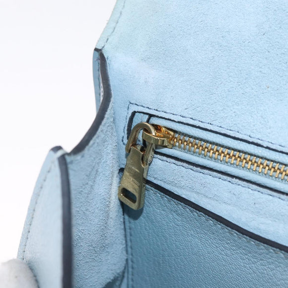 Miu Miu Madras Shoulder Bag Leather Light Blue Gold Auth 211735A