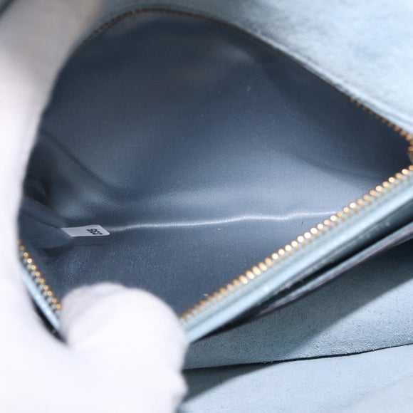 Miu Miu Madras Shoulder Bag Leather Light Blue Gold Auth 211735A
