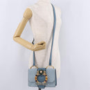 Miu Miu Madras Shoulder Bag Leather Light Blue Gold Auth 211735A-29