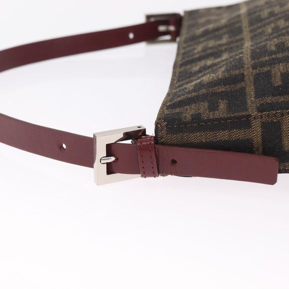 FENDI Zucca Canvas Mamma Baguette Bag 2way Black Brown 8VR207 Auth 211736SAV
