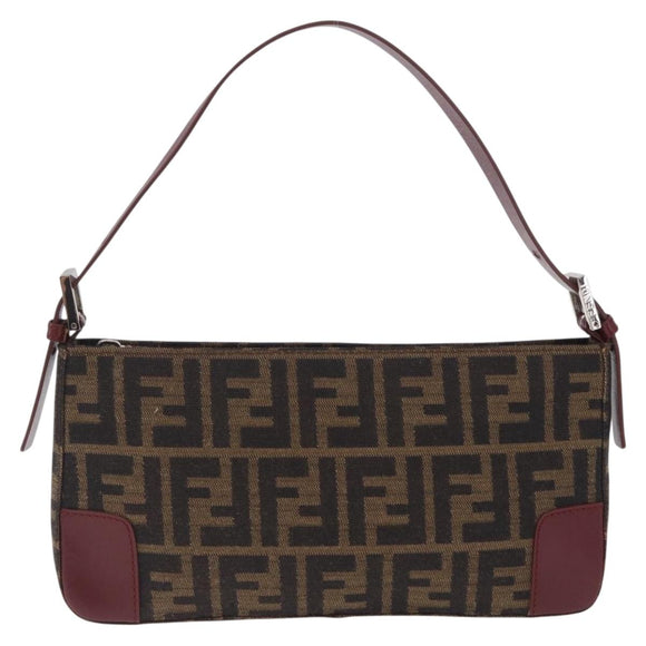 FENDI Zucca Canvas Mamma Baguette Bag 2way Black Brown 8VR207 Auth 211736SAV