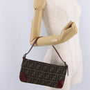 FENDI Zucca Canvas Mamma Baguette Bag 2way Black Brown 8VR207 Auth 211736SAV-23