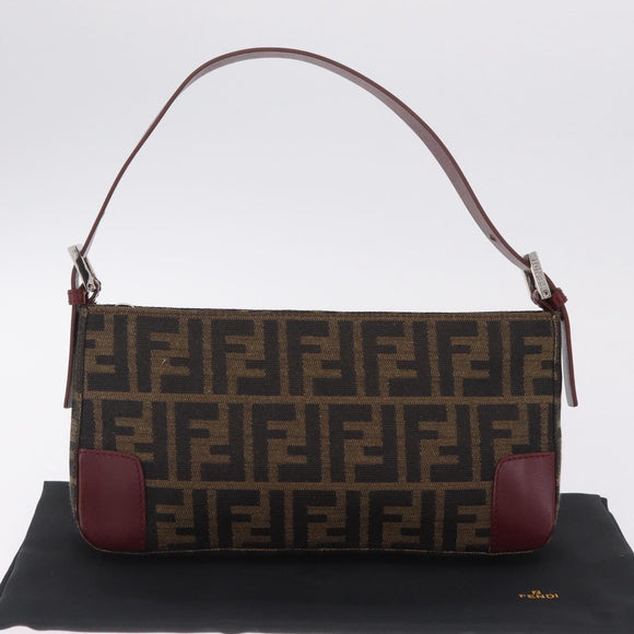 FENDI Zucca Canvas Mamma Baguette Bag 2way Black Brown 8VR207 Auth 211736SAV