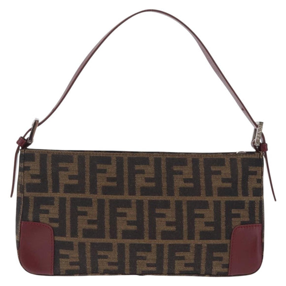 FENDI Zucca Canvas Mamma Baguette Bag 2way Black Brown 8VR207 Auth 211736SAV
