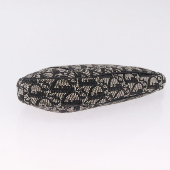 Christian Dior Trotter Canvas Saddle Accessory Pouch Black Silver Auth 211737A