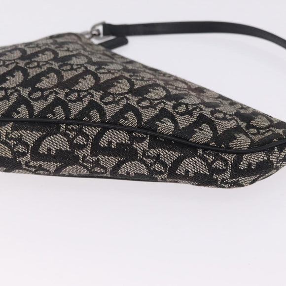 Christian Dior Trotter Canvas Saddle Accessory Pouch Black Silver Auth 211737A