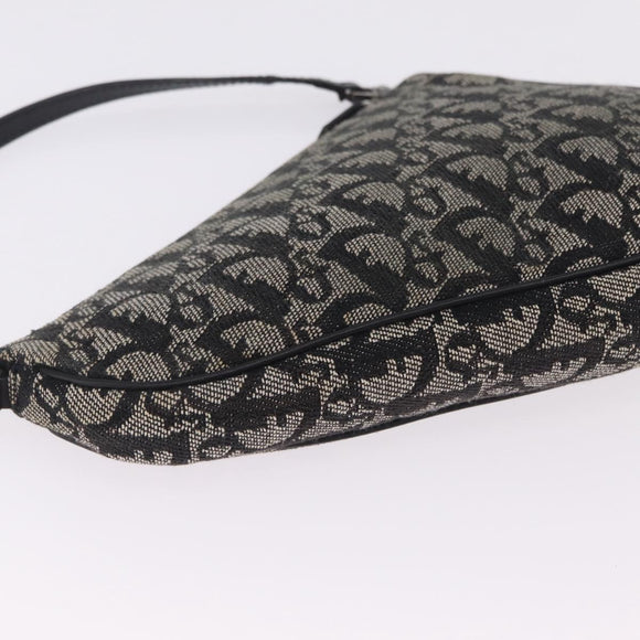 Christian Dior Trotter Canvas Saddle Accessory Pouch Black Silver Auth 211737A