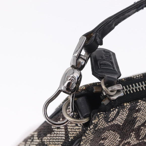 Christian Dior Trotter Canvas Saddle Accessory Pouch Black Silver Auth 211737A