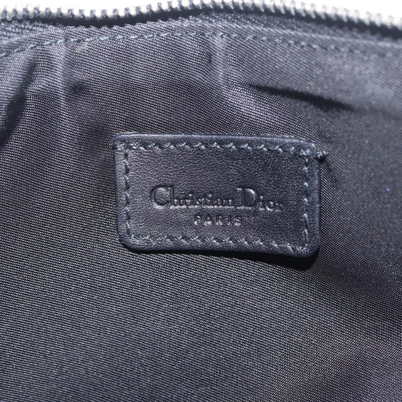 Christian Dior Trotter Canvas Saddle Accessory Pouch Black Silver Auth 211737A