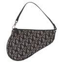 Christian Dior Trotter Canvas Saddle Accessory Pouch Black Silver Auth 211737A-2