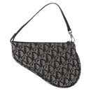 Christian Dior Trotter Canvas Saddle Accessory Pouch Black Silver Auth 211737A-3