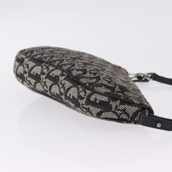 Christian Dior Trotter Canvas Saddle Accessory Pouch Black Silver Auth 211737A