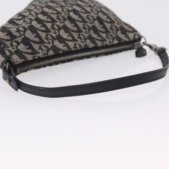 Christian Dior Trotter Canvas Saddle Accessory Pouch Black Silver Auth 211737A