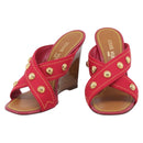 LOUIS VUITTON Sandals Canvas 35 1/2 Red LV Auth 211741V-1