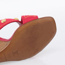 LOUIS VUITTON Sandals Canvas 35 1/2 Red LV Auth 211741V-11