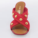 LOUIS VUITTON Sandals Canvas 35 1/2 Red LV Auth 211741V-18