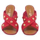 LOUIS VUITTON Sandals Canvas 35 1/2 Red LV Auth 211741V-2