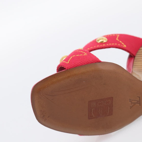 LOUIS VUITTON Sandals Canvas 35 1/2 Red LV Auth 211741V