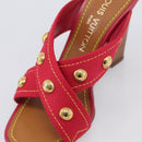 LOUIS VUITTON Sandals Canvas 35 1/2 Red LV Auth 211741V-24