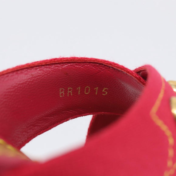 LOUIS VUITTON Sandals Canvas 35 1/2 Red LV Auth 211741V