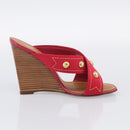LOUIS VUITTON Sandals Canvas 35 1/2 Red LV Auth 211741V-4
