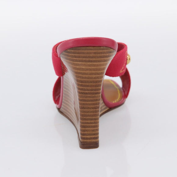 LOUIS VUITTON Sandals Canvas 35 1/2 Red LV Auth 211741V