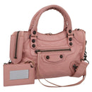 Balenciaga Classic Mini City Bag Leather 2way Pink Silver 300295 Auth 211746V-1