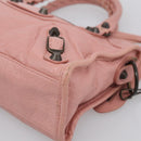 Balenciaga Classic Mini City Bag Leather 2way Pink Silver 300295 Auth 211746V-13