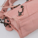 Balenciaga Classic Mini City Bag Leather 2way Pink Silver 300295 Auth 211746V-14