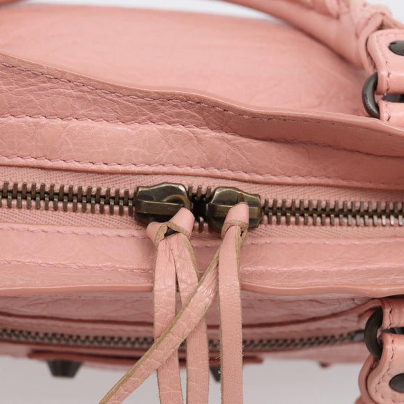 Balenciaga Classic Mini City Bag Leather 2way Pink Silver 300295 Auth 211746V