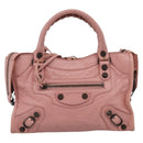 Balenciaga Classic Mini City Bag Leather 2way Pink Silver 300295 Auth 211746V-2
