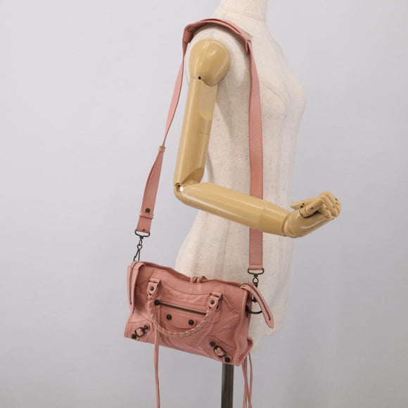 Balenciaga Classic Mini City Bag Leather 2way Pink Silver 300295 Auth 211746V