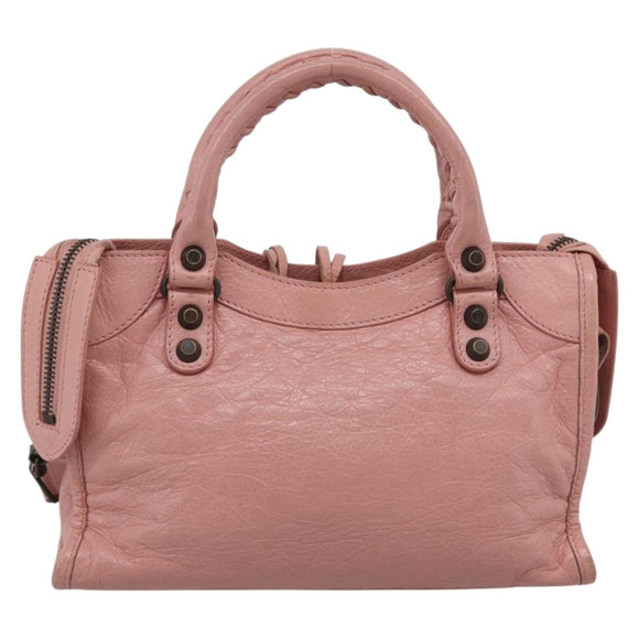 Balenciaga Classic Mini City Bag Leather 2way Pink Silver 300295 Auth 211746V