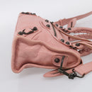Balenciaga Classic Mini City Bag Leather 2way Pink Silver 300295 Auth 211746V-5