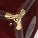 Cartier Must Line Vanity Hand Bag Suede Bordeaux Gold Auth 211751V-11