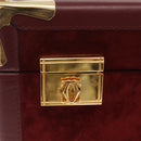 Cartier Must Line Vanity Hand Bag Suede Bordeaux Gold Auth 211751V-14