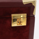Cartier Must Line Vanity Hand Bag Suede Bordeaux Gold Auth 211751V-16