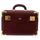 Cartier Must Line Vanity Hand Bag Suede Bordeaux Gold Auth 211751V-2