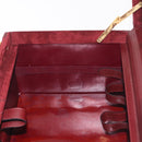 Cartier Must Line Vanity Hand Bag Suede Bordeaux Gold Auth 211751V-22