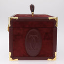 Cartier Must Line Vanity Hand Bag Suede Bordeaux Gold Auth 211751V-4