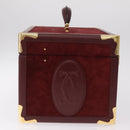 Cartier Must Line Vanity Hand Bag Suede Bordeaux Gold Auth 211751V-5