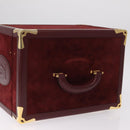 Cartier Must Line Vanity Hand Bag Suede Bordeaux Gold Auth 211751V-6