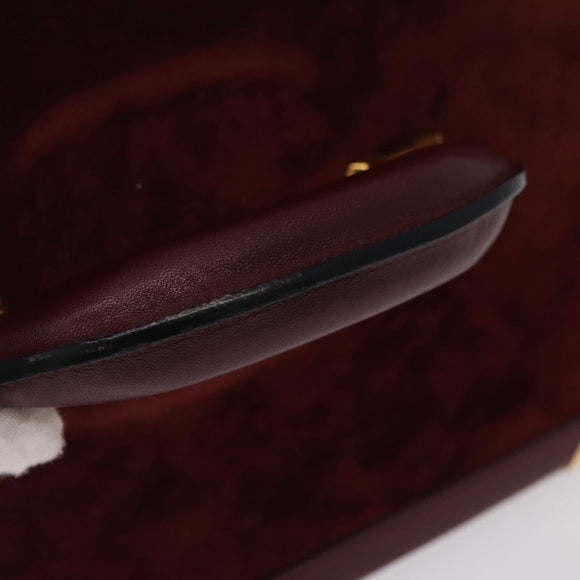Cartier Must Line Vanity Hand Bag Suede Bordeaux Gold Auth 211751V