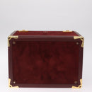 Cartier Must Line Vanity Hand Bag Suede Bordeaux Gold Auth 211751V-9
