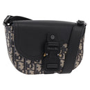 Christian Dior Trotter Canvas Saddle Shoulder Bag Navy Silver Auth 211754V-1