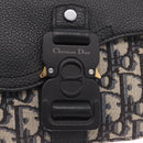 Christian Dior Trotter Canvas Saddle Shoulder Bag Navy Silver Auth 211754V-14