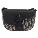 Christian Dior Trotter Canvas Saddle Shoulder Bag Navy Silver Auth 211754V-2