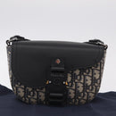 Christian Dior Trotter Canvas Saddle Shoulder Bag Navy Silver Auth 211754V-23