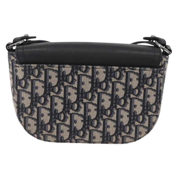 Christian Dior Trotter Canvas Saddle Shoulder Bag Navy Silver Auth 211754V